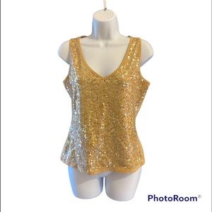 INC International Concepts Gold Sequined Tank/Shell - NWT- SZ Large